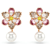 Swar*vski -Idyllia earring jackets Crystal pearl, Mixed cuts, Flower, Multicolored, Rose gold-tone plated-5722100